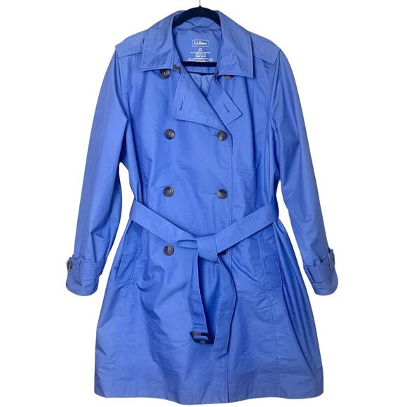L.L. Bean Women's Double Breasted Long Trench Coat Periwinkle Blue Size 2X - Picture 1 of 9